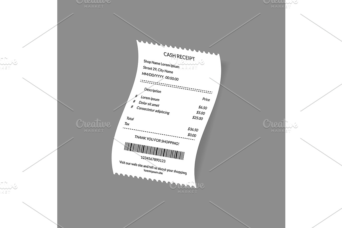 Cash Register Receipts Set. Vector, an Object Graphic by Bigmouse_art (Photo 3 of 5)