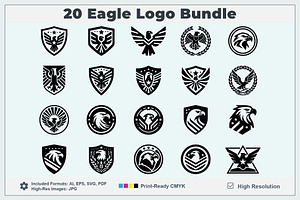 Modern Eagle Shield Logo Bundle, a Branding & Logo Template by Vectorium Studio