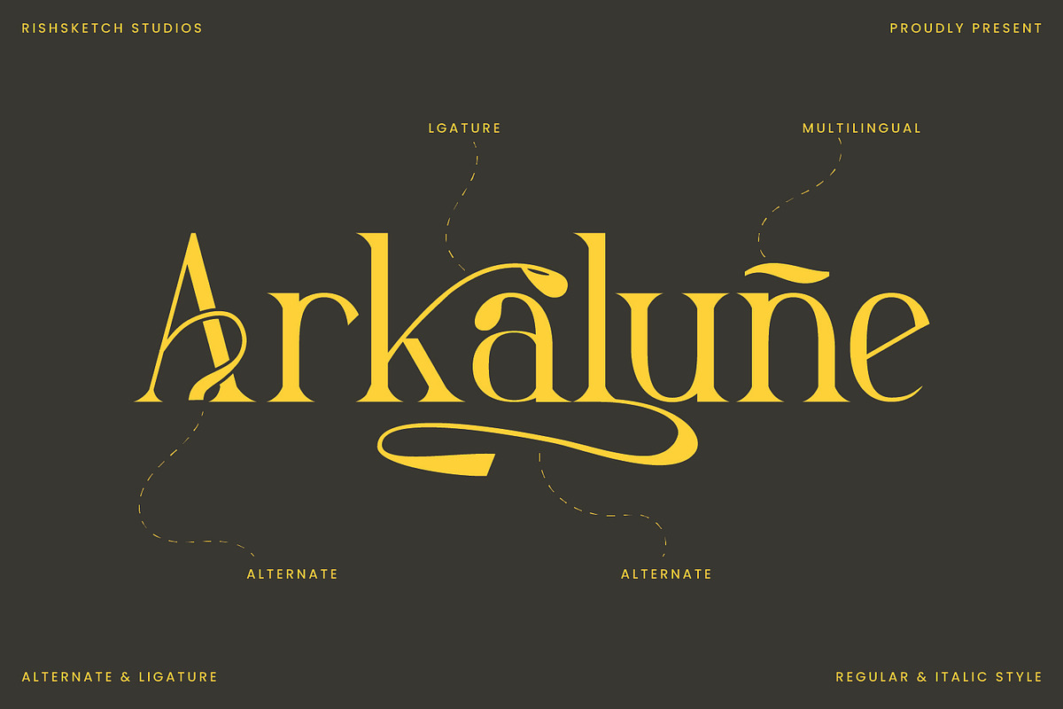 Arkalune - Serif Typeface Font, a Serif Font by Rishsketch (Photo 7 of 15)