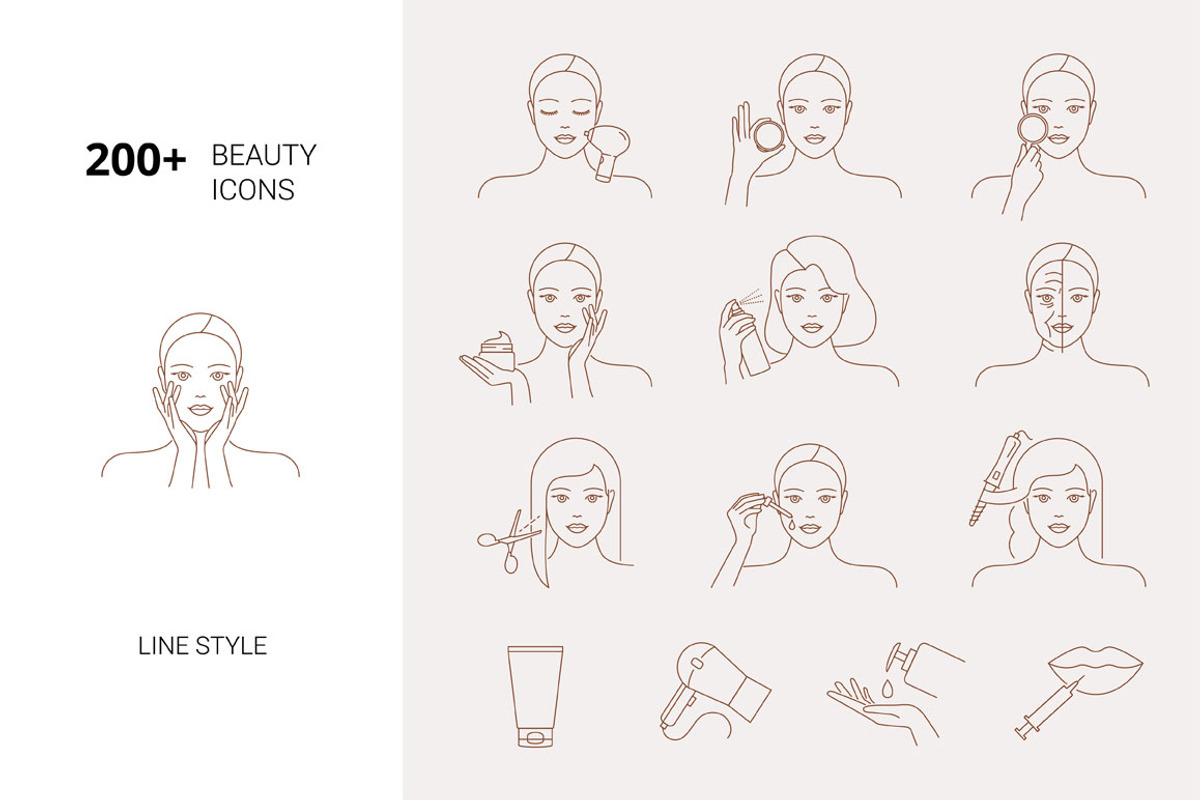 200+ Beauty icons, an Outline Icon by mayrum (Photo 1 of 14)