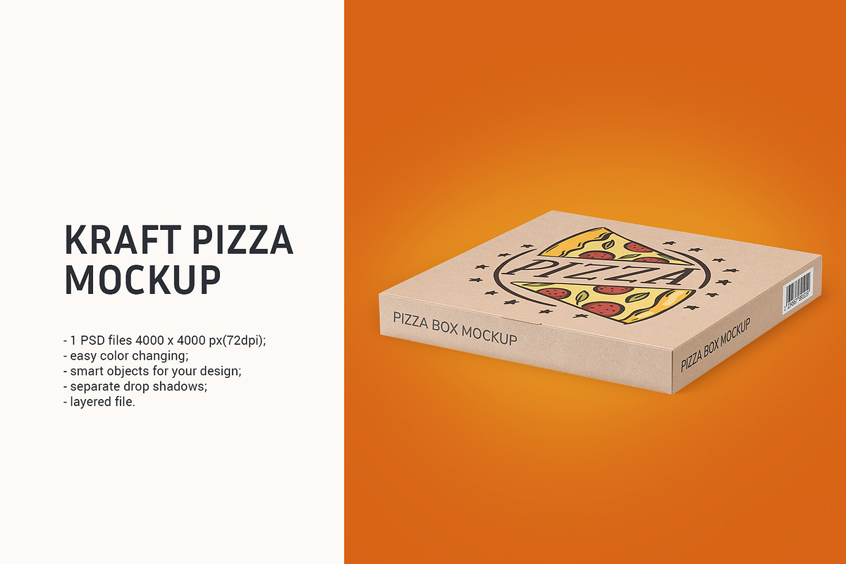 Kraft Pizza Box Mockup, a Cups & Container Mockup by ShooShooShop (Photo 1 of 4)