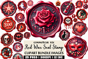 Halloween Red Wax Seal Stamp Clipart, an Illustration by Craft Nest (Thumbnail 1 of 6)