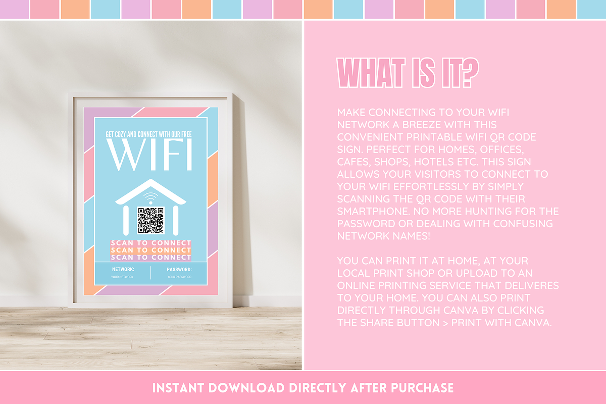 WiFi QR Code Sign - Pastel, a Card Template by SunshineStudioBoutique (Photo 2 of 10)