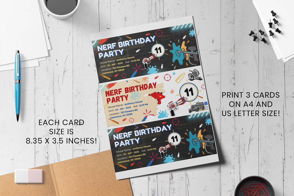 Nerf Birthday Invitation Ticket Temp, an Invitation Template by Snapybiz (Photo 9 of 11)
