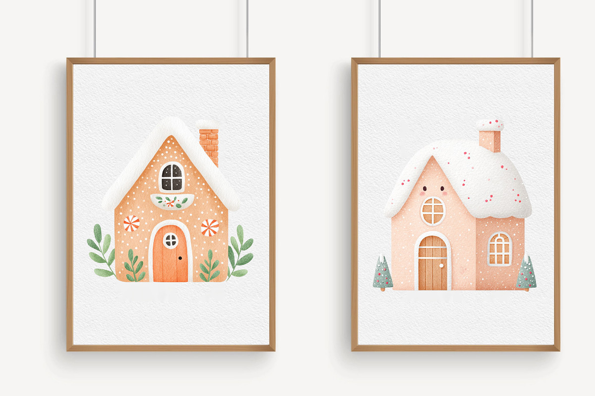 Watercolor Gingerbread House Clipart, an Illustration by Libby Wishes (Photo 7 of 7)