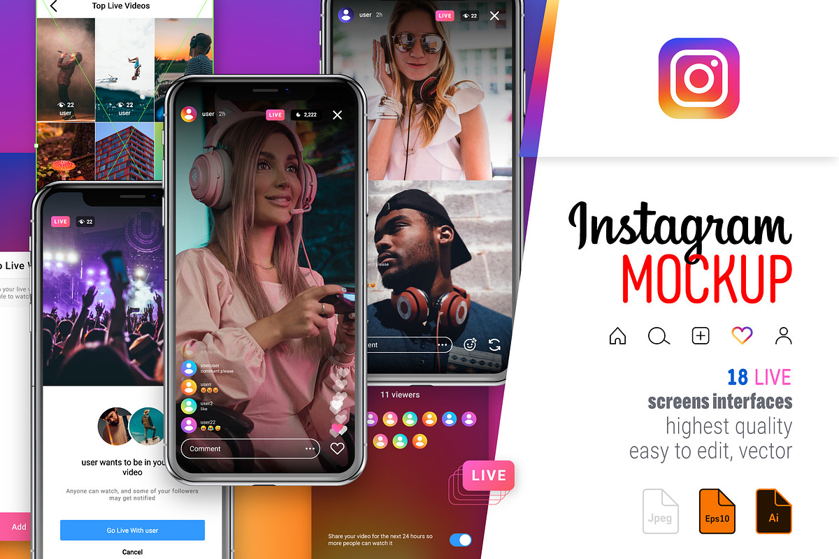 Instagram Live Screens, a Social Media Template by karnofff (Photo 1 of 5)