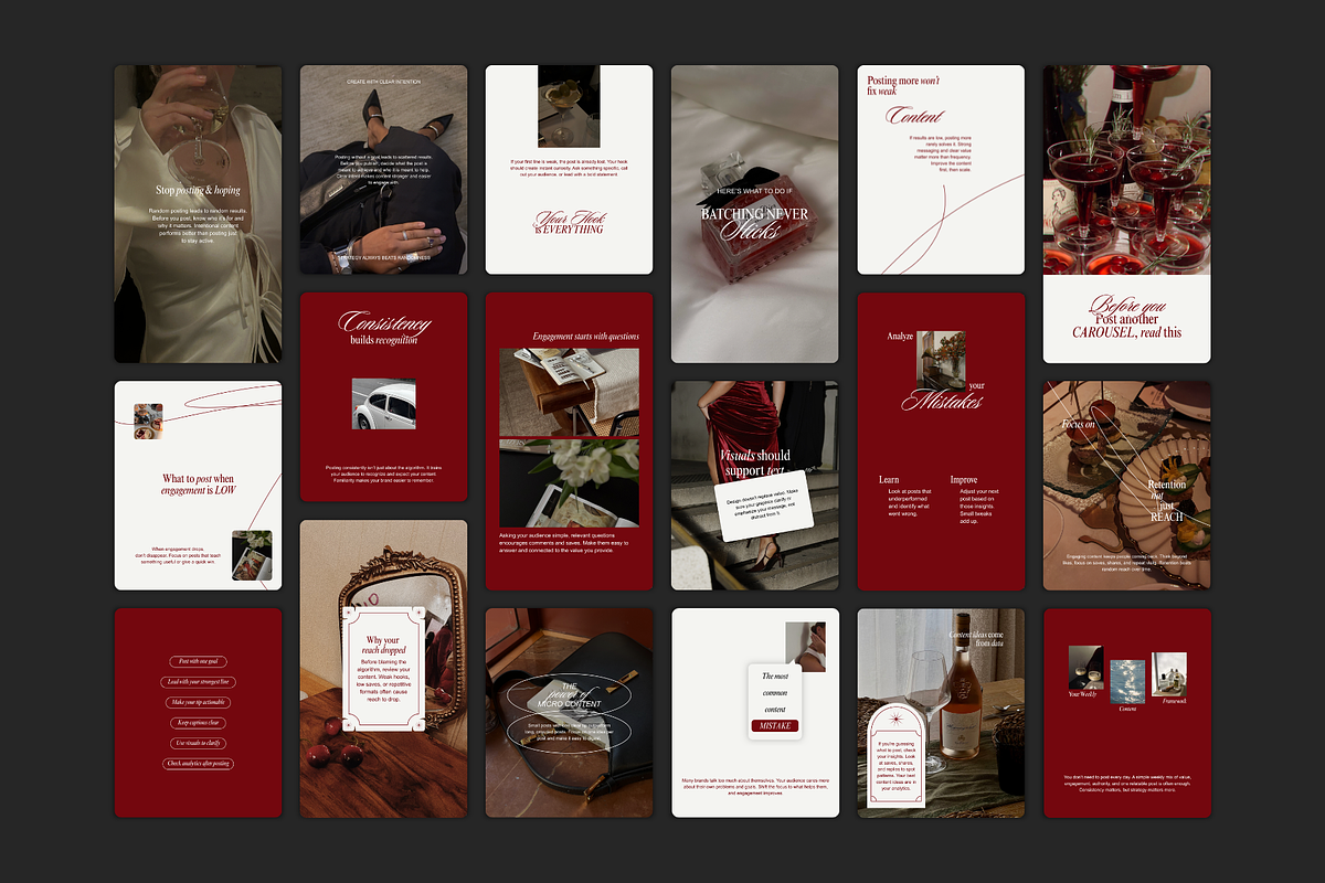 Old Money Burgundy Instagram Posts, a Social Media Template by Meraki Templates (Photo 7 of 8)