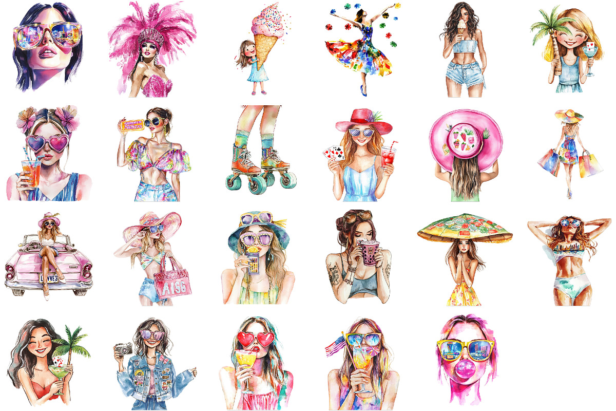 Las Vegas Girls Summer Clipart, an Illustration by Sublimation Artist (Photo 2 of 6)