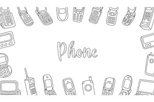 Mobile phones horizontal outline, a Technology Illustration by GraphiShop