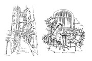 Set of Old Street landscapes, a Texture Illustration by Penndpaper (Thumbnail 3 of 6)