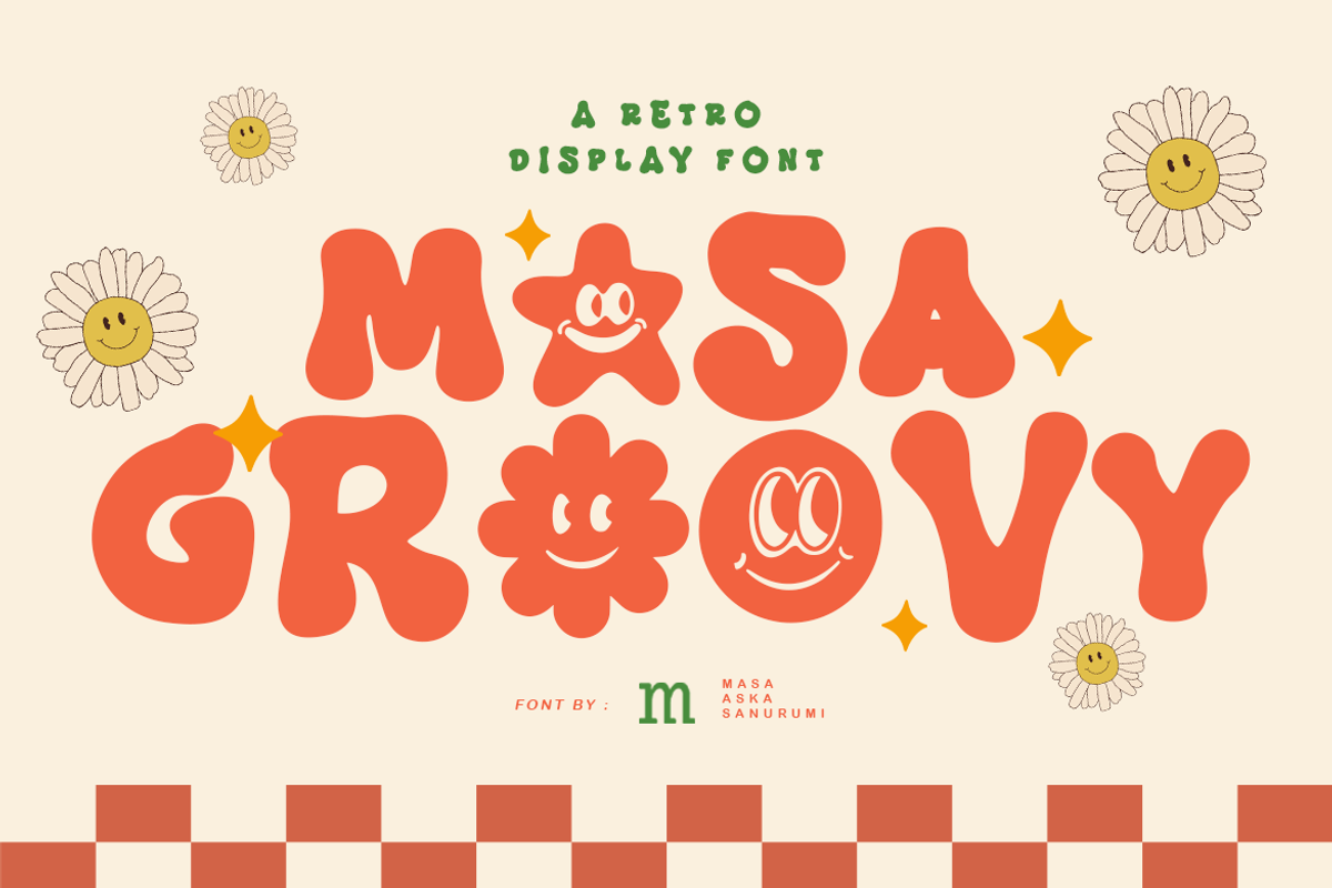 Masa Groovy | A Retro Display Font, a Handwritten Font by Nooh Space x Masa Fonts (Photo 1 of 10)