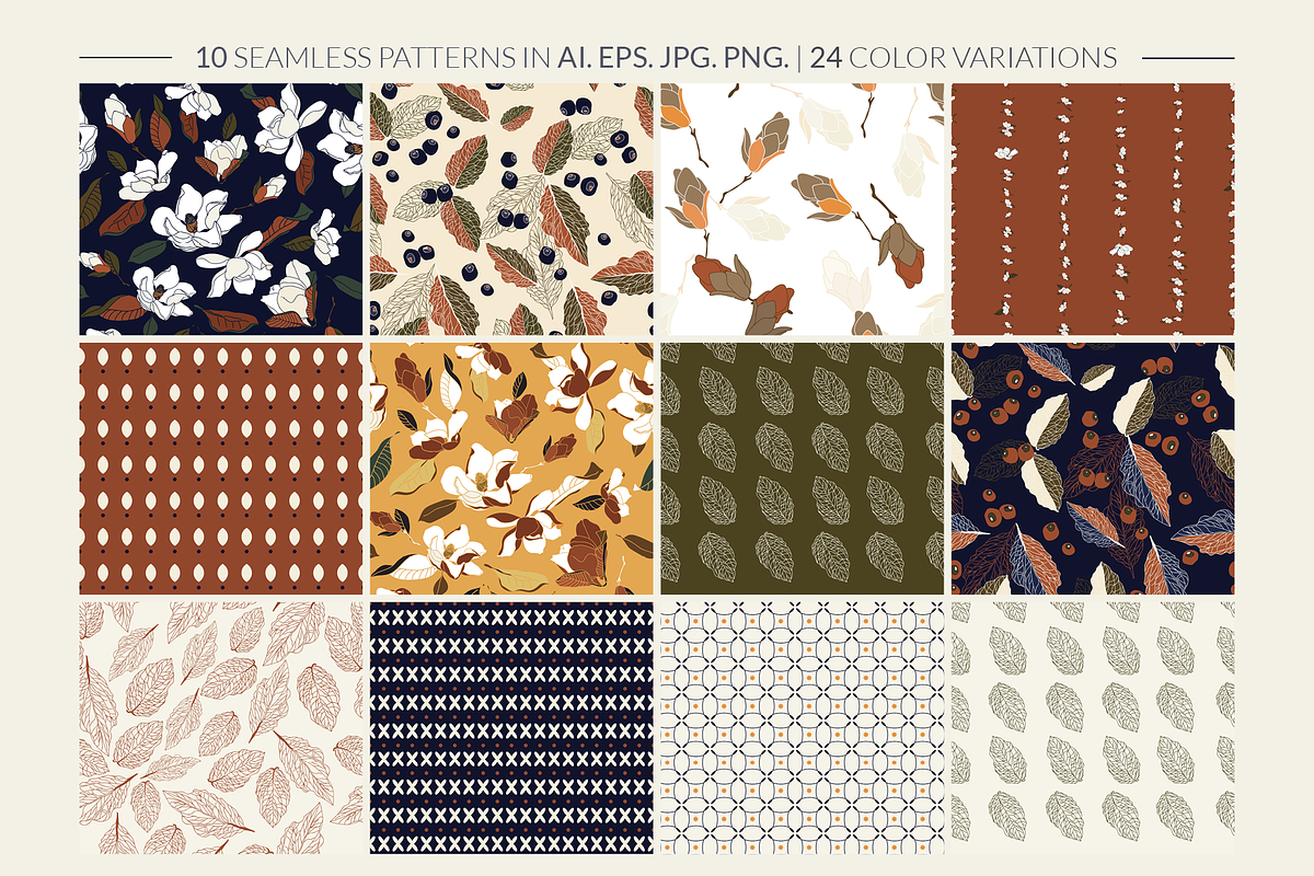 Magnolia Collection Seamless Pattern, a Pattern Graphic by pier.gra creative design (Photo 2 of 8)