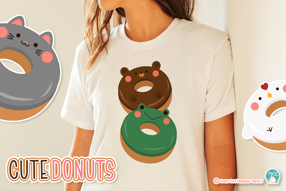 Cute Donuts Digital Clipart, an Object Illustration by Cozy Cat Design (Photo 3 of 3)