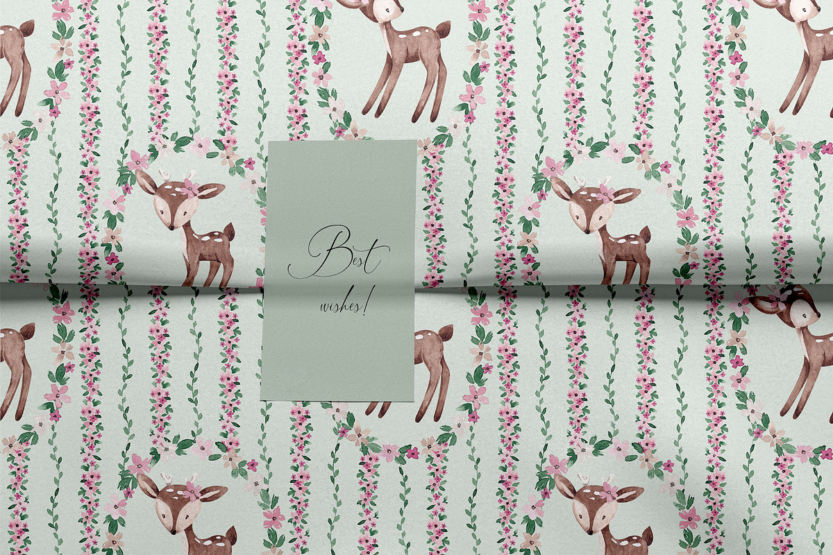 Cute Deers Card and Pattern, a Pattern Graphic by SirenaArt (Photo 13 of 13)