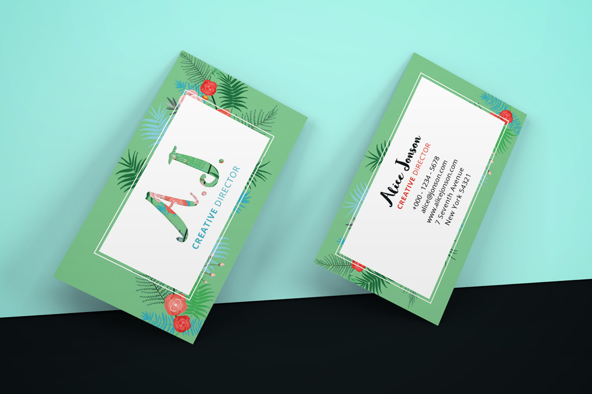 Floral Spring Business Card, a Business Card Template by land art (Photo 4 of 4)