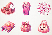 Charm Pink Halloween Clipart Bundle, an Illustration by RobertsArt (Thumbnail 3 of 7)