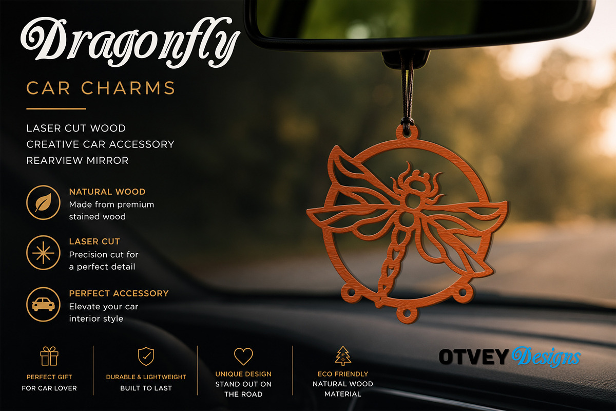 Dragonfly Car Charms laser Cut, an Object Graphic by OTVEY DESIGN (Photo 3 of 13)