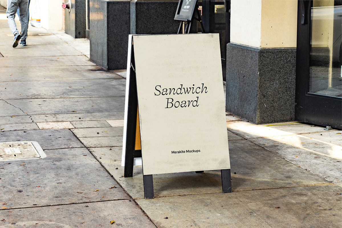 Urban Sandwich Board Mockup PSD, an Advertising Mockup by Area Mockups (Photo 1 of 3)