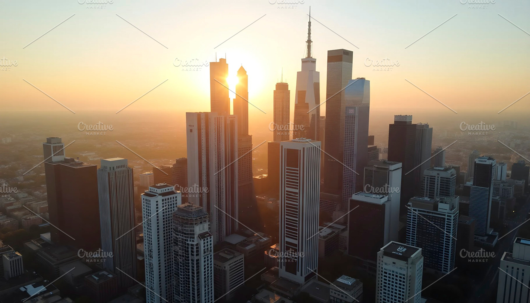 Modern City Skyline Aerial View At S, a Photo by LOGOCREATIVE