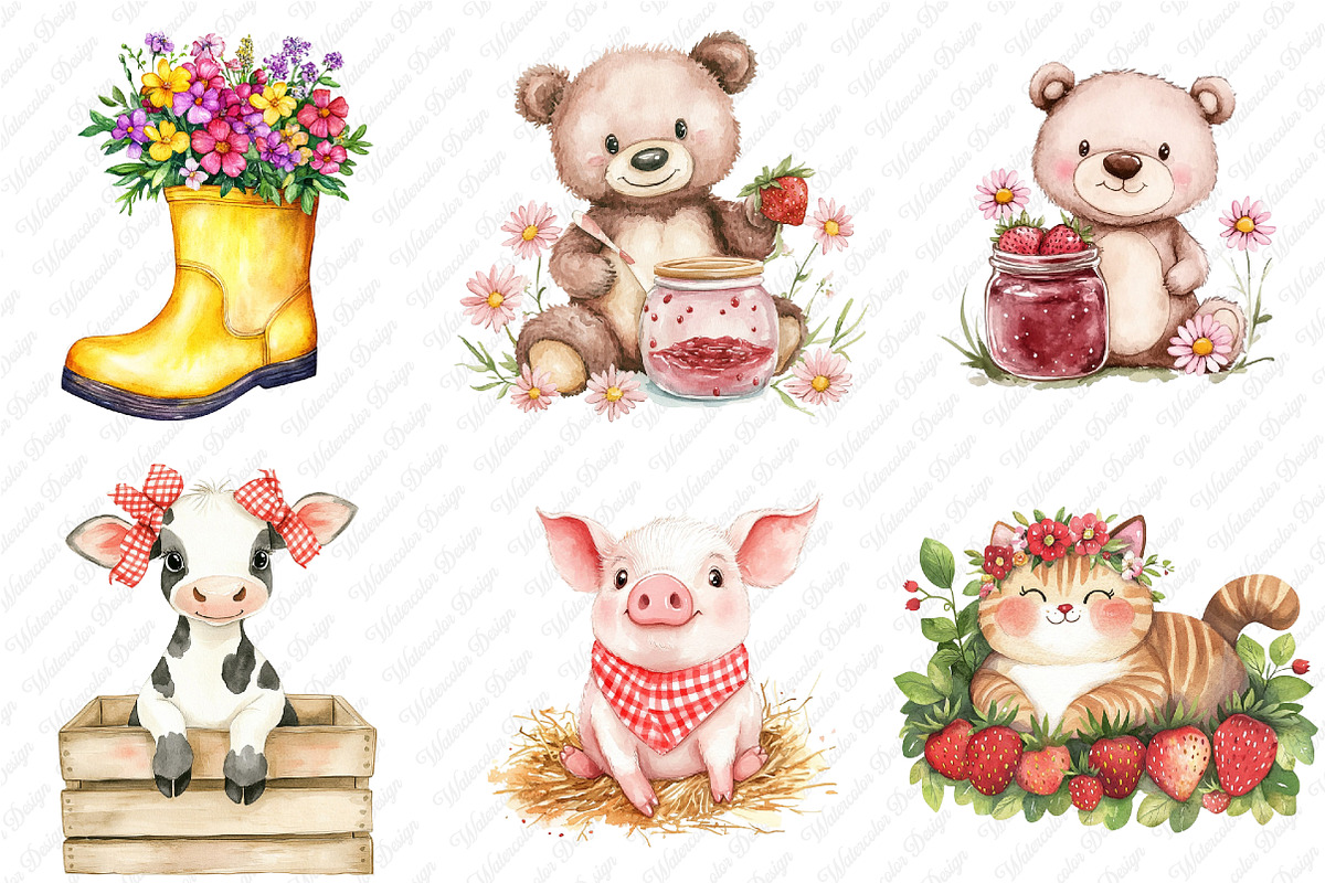 Watercolor Nursery Kids Clipart, an Illustration by Watercolor design (Photo 4 of 12)