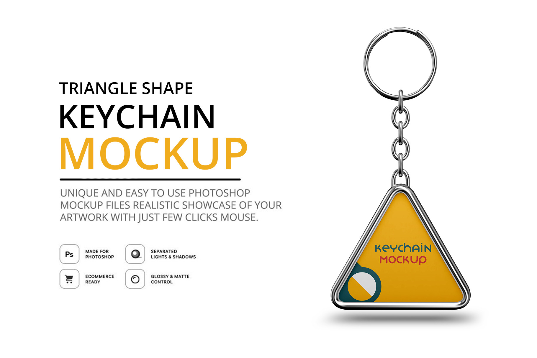 Triangle shape keychain Mockup