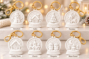 Christmas Snow Globe Keychain STL, an Object 3D Model by Layerology