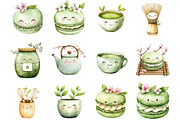 Cute Kawaii chibi matcha clipart, a Seasonal Illustration by Designking (Thumbnail 2 of 5)