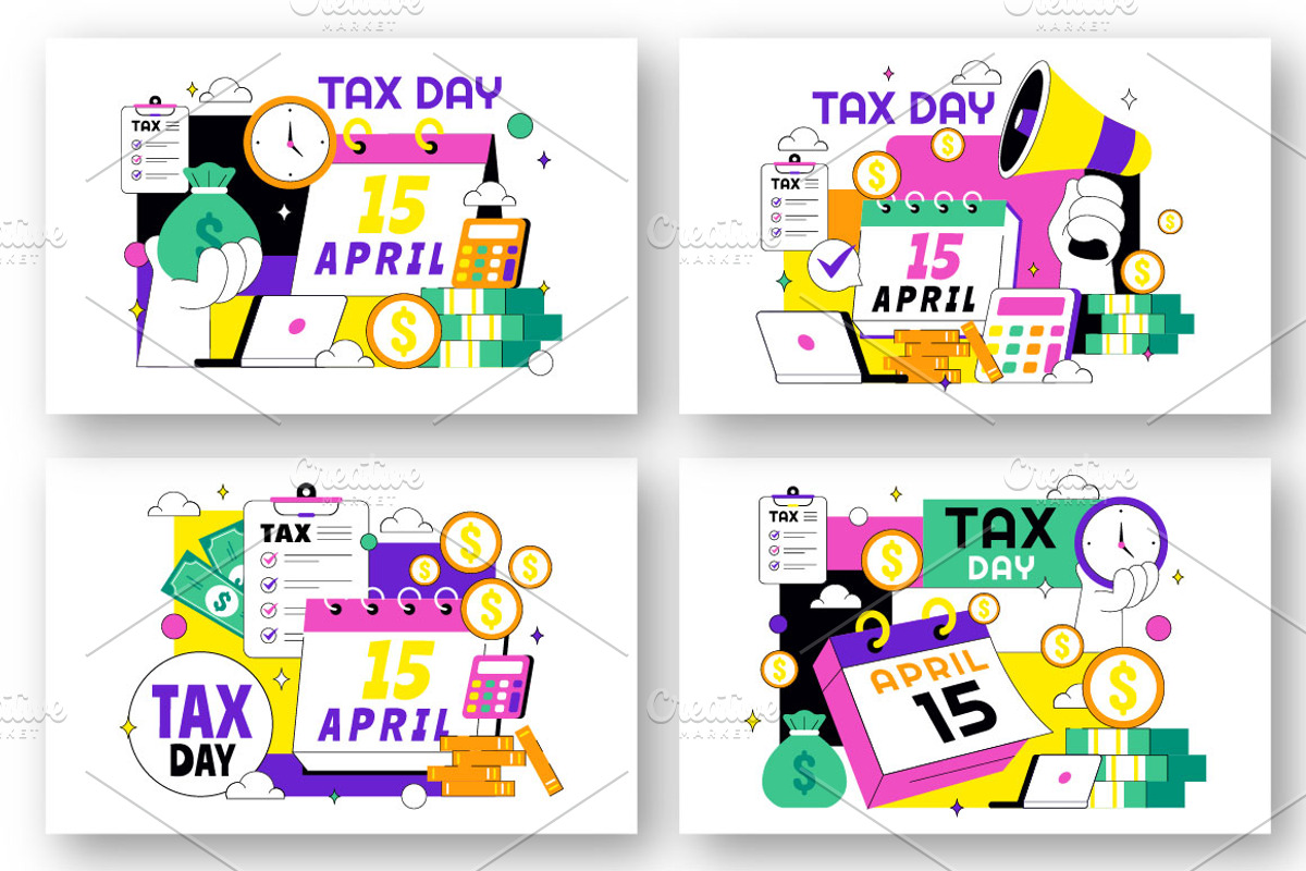 10 Happy Tax Day Illustration, an Object Illustration by denayunebgt (Photo 3 of 4)