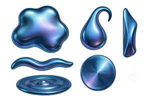 Various blue and metallic liquid, an Illustration by ZinetroN