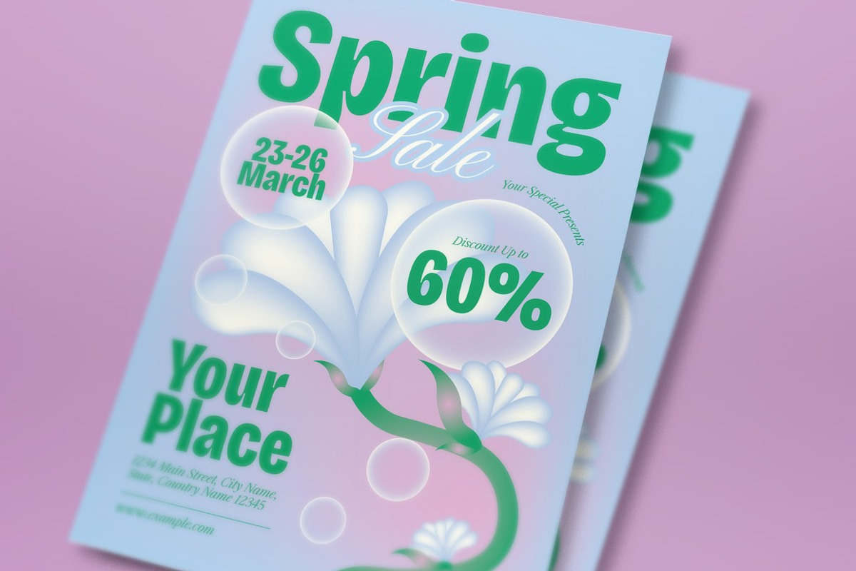 Blue Green Spring Sale Flyer Set, a Flyer Template by graphicook (Photo 2 of 3)
