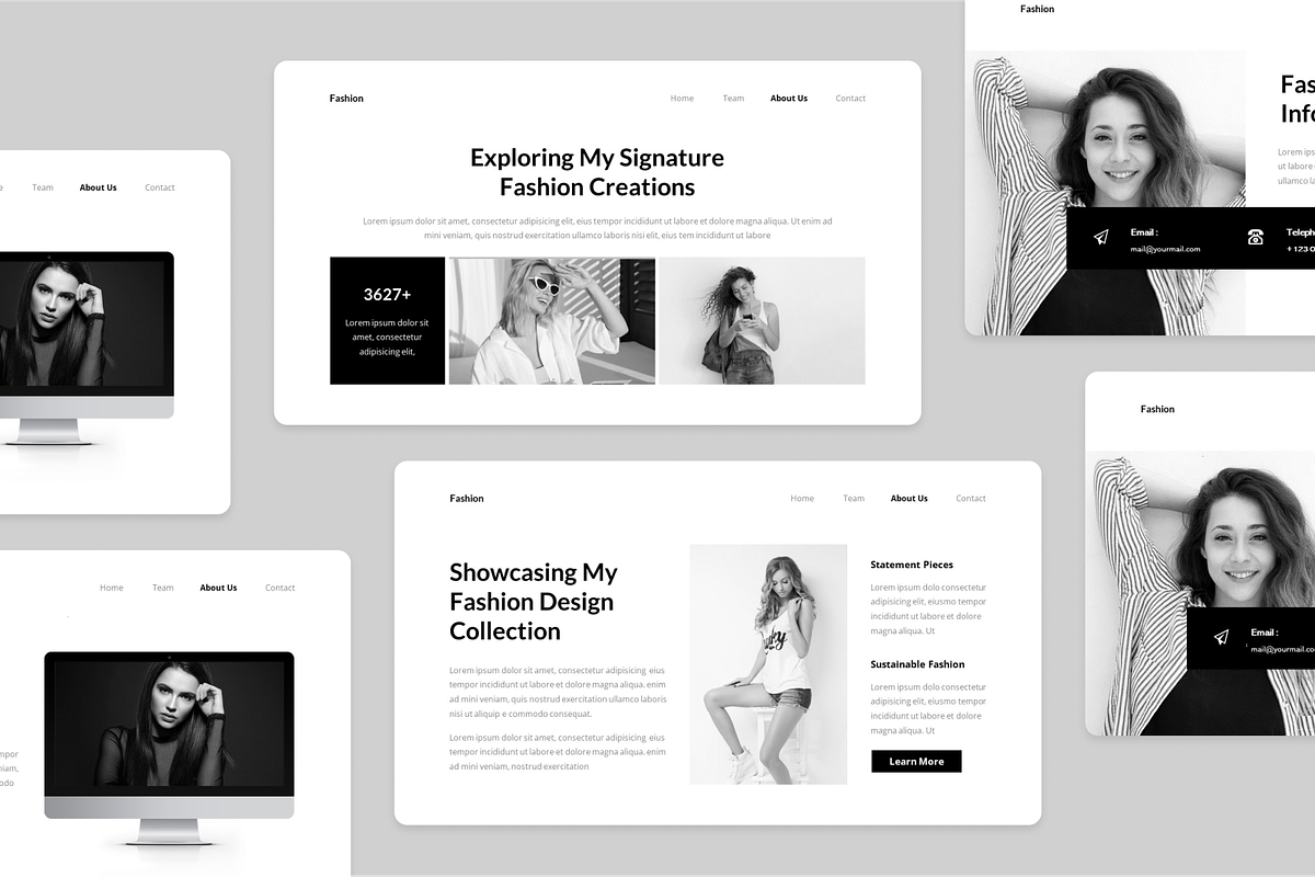 Black and White Fashion Powerpoint, a Presentation Template by Annora Studio (Photo 3 of 5)