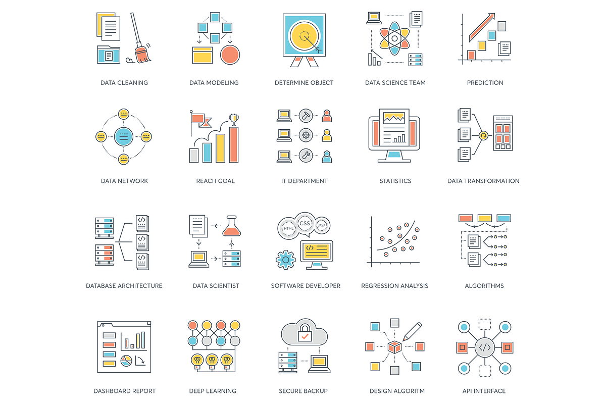 73 Data Analytics Color Line Icons, an Outline Icon by Flat Icons (Photo 3 of 5)