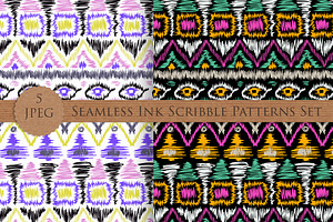 SCRIBBLE Ink Seamless Folk Patterns