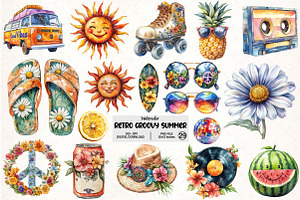 Retro Groovy Summer Clipart SVG, an Illustration by Pixels.Craft