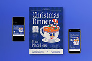 Blue Christmas Dinner Flyer Set, a Flyer Template by graphicook (Thumbnail 1 of 3)