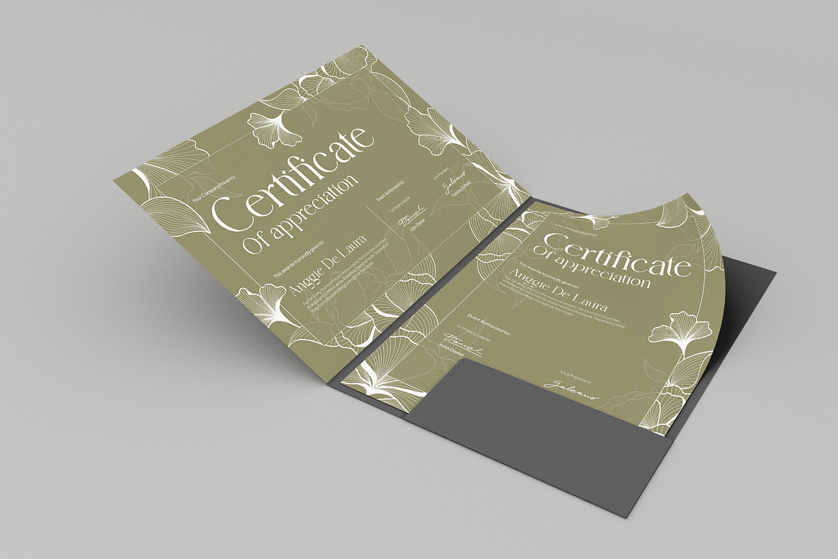 Green Floral Certificate, a Stationery Template by Neermana (Photo 2 of 4)