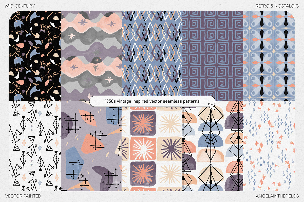 Mid Century Vector Patterns, a Pattern Graphic by angelainthefields (Photo 8 of 10)