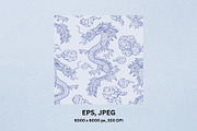 Pale Blue Chinese Dragon in Clouds, a Pattern Graphic by ilonitta (Thumbnail 4 of 9)