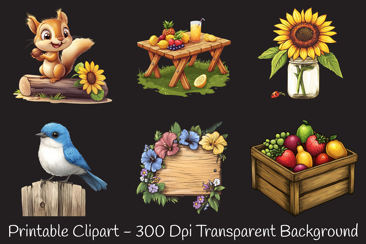 Happy Rustic Summer Clipart, an Illustration by RobertsArt (Photo 2 of 7)