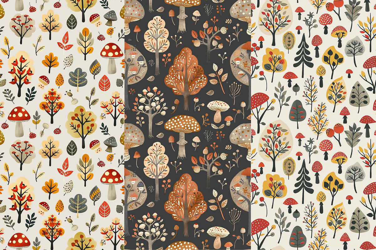 8 Oliver's Autumn Woods Patterns, a Pattern Graphic by Inknfolly (Photo 3 of 5)