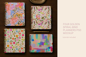Four planner covers PSD mockup, a Merchandise Mockup by jenartstudio