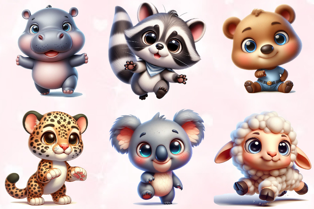 Watercolor Cute Funny Animals, an Animal Illustration by Craft Nest (Photo 2 of 5)