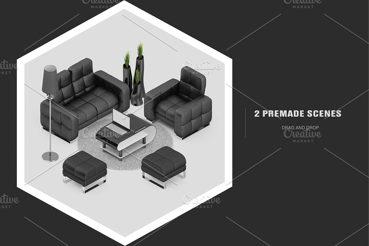 Isometric Interior Mock-up, an iPhone Mockup by IsometricWorld (Photo 2 of 5)