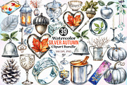 Watercolor Silver Autumn Clipart PNG, a Seasonal Illustration by Canvas Craft (Thumbnail 1 of 3)