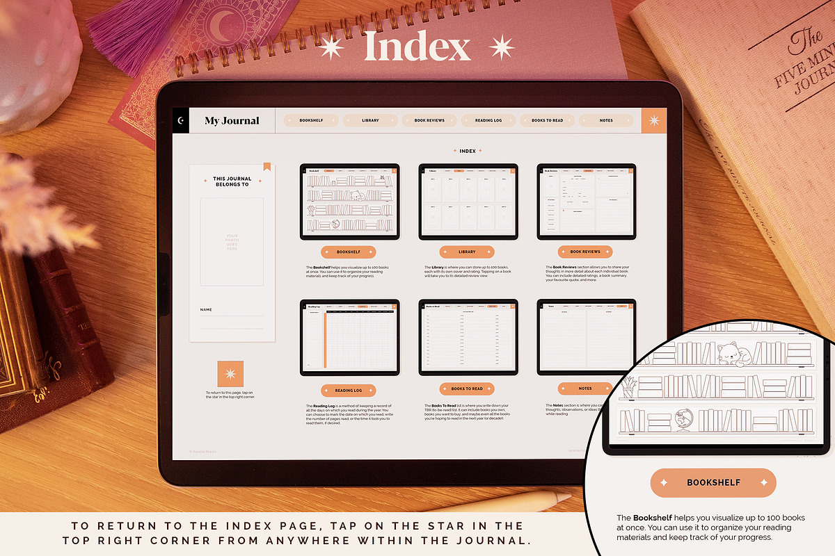 Digital Reading Journal – Orange, a Stationery Template by Aurelie Maron (Photo 2 of 9)