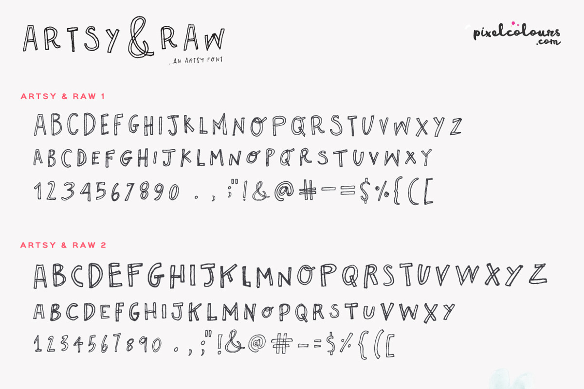 Outline Font - Artsy and Raw, a Handwritten Font by pixelcolours (Photo 11 of 11)