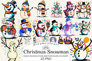 Christmas Snowman Clipart 2, an Illustration by DreamCafeArt (Thumbnail 1 of 6)