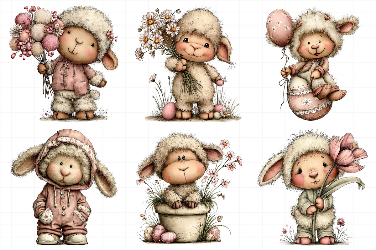 Whimsical Easter Sheep Clipart, an Illustration by Daily.Designs (Photo 6 of 8)