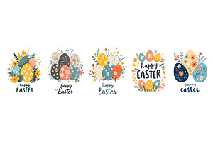 Easter eggs flowers. Happy easter, an Object Illustration by Stock-Smart-Start