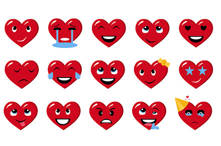 Heart shaped emoticon stickers, an Emoji Icon by David Khelashvili